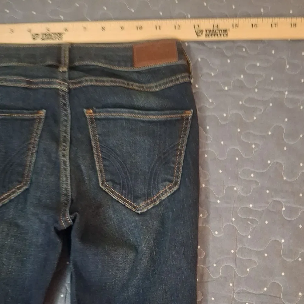 Hollister Mid rise crop super skinny Dark Blue Denim Jeans size 00